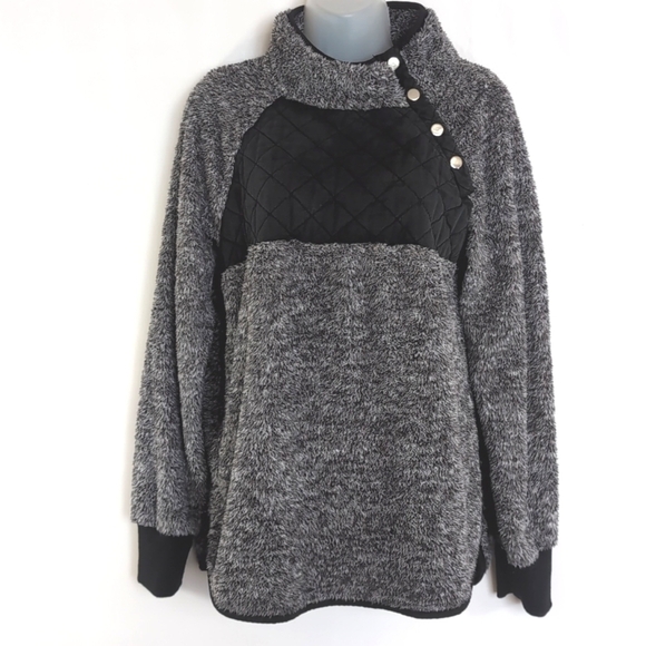 Cozy Warm Cotton Blend Pullover Sweatshirt Sweater Top Size L Large Gray Grey - Picture 1 of 7
